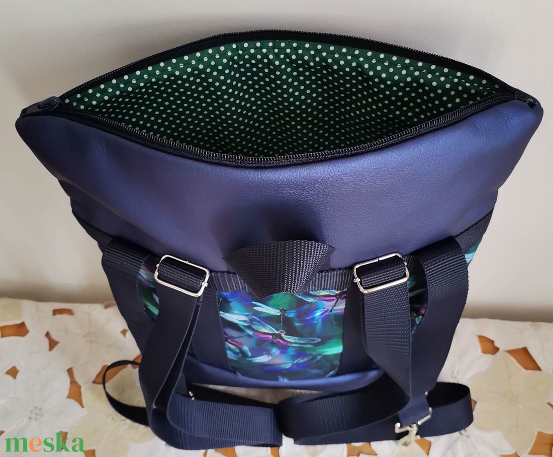 Szitakötő mintás roll-top hátizsák/Női hátizsák/city bag/hátizsák/hátitáska hanga - táska & tok - hátizsák - roll top hátizsák - Meska.hu