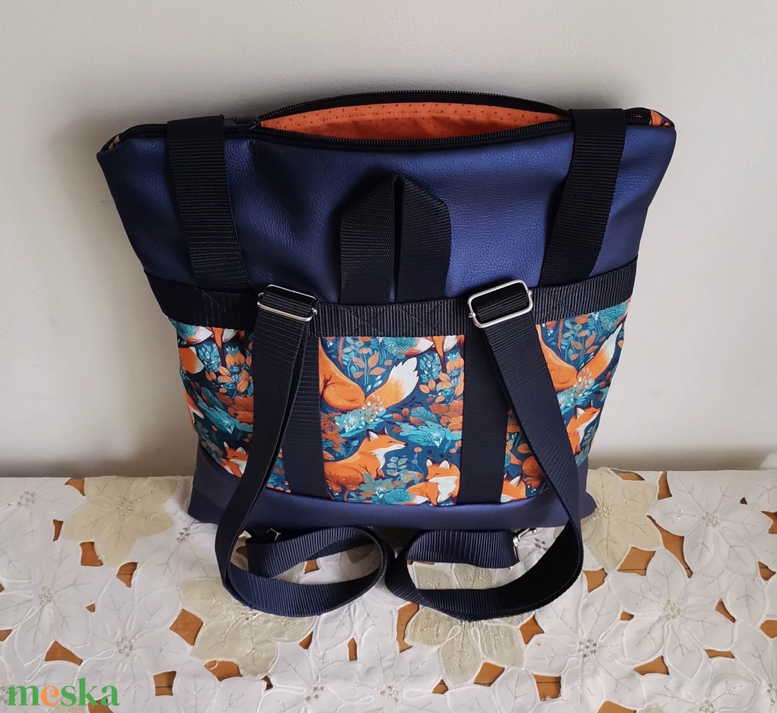 Róka mintás Roll top hátizsák/laptop hátizsák/laptop táska/city bag/hátizsák róza - táska & tok - laptoptáska, laptop hátizsák - Meska.hu