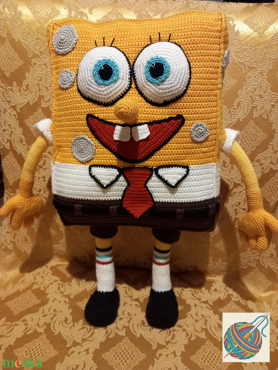 Horgolt Spongya Bob - játék & sport - plüssállat & játékfigura - plüss mesefigurák - Meska.hu