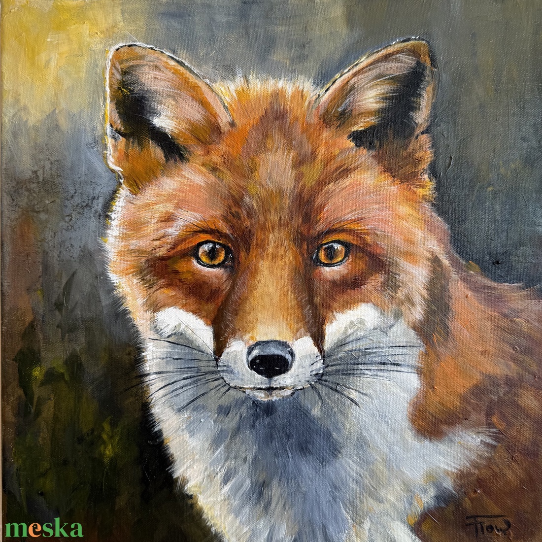 Vörös Róka - eredeti akril festmény 40x40 cm vásznon  - művészet - festmény - akril - Meska.hu