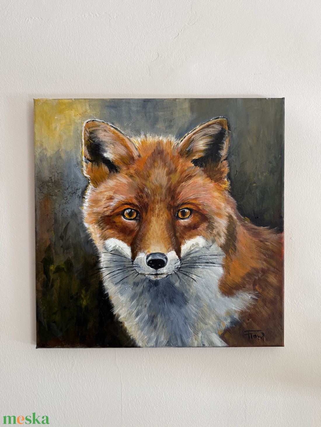 Vörös Róka - eredeti akril festmény 40x40 cm vásznon  - művészet - festmény - akril - Meska.hu