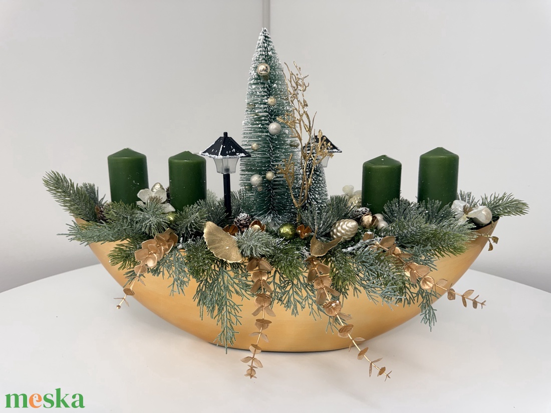 Adventi asztaldísz - arany kaspóban - karácsony - adventi díszek - adventi koszorú - Meska.hu