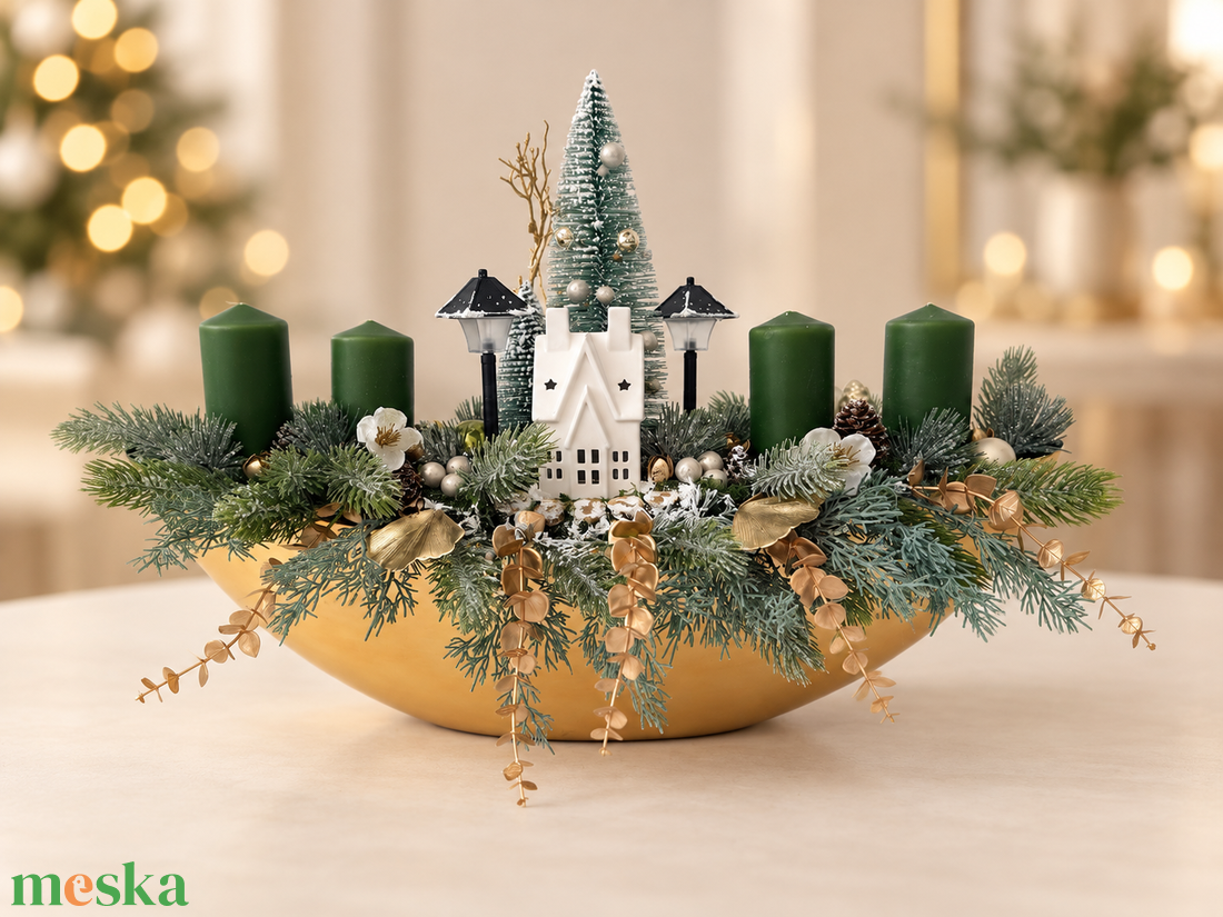 Adventi asztaldísz - arany kaspóban - karácsony - adventi díszek - adventi koszorú - Meska.hu