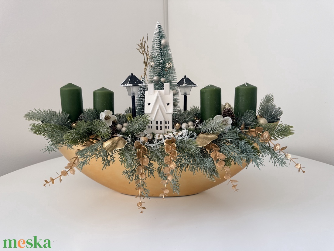 Adventi asztaldísz - arany kaspóban - karácsony - adventi díszek - adventi koszorú - Meska.hu