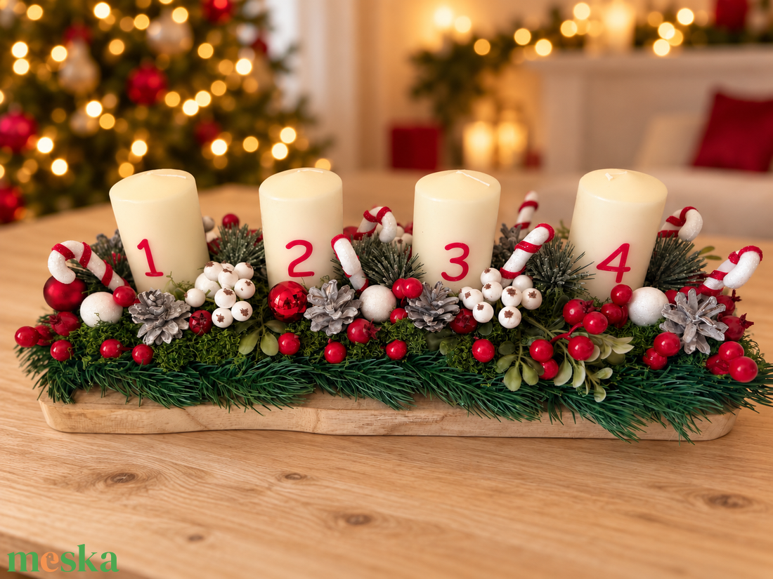 Karácsonyi emlék - adventi asztaldísz - karácsony - adventi díszek - adventi koszorú - Meska.hu