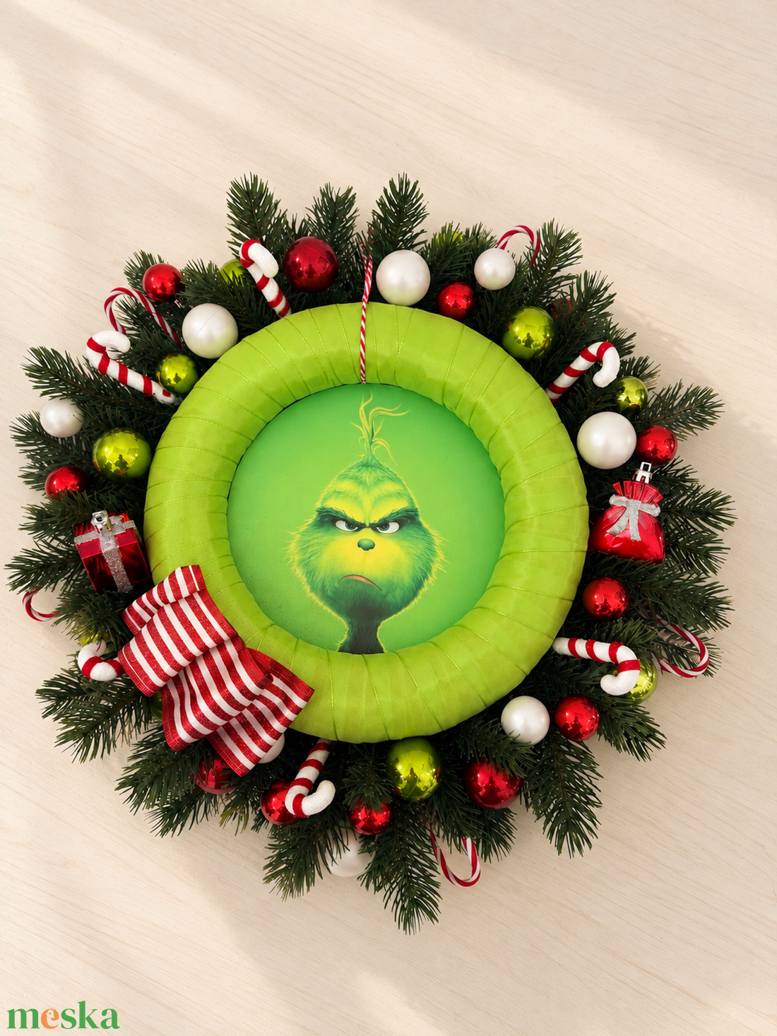 Grincs karácsonyi csínytevése � ünnepi kopogtató - karácsony - adventi díszek - adventi ajtódísz - Meska.hu