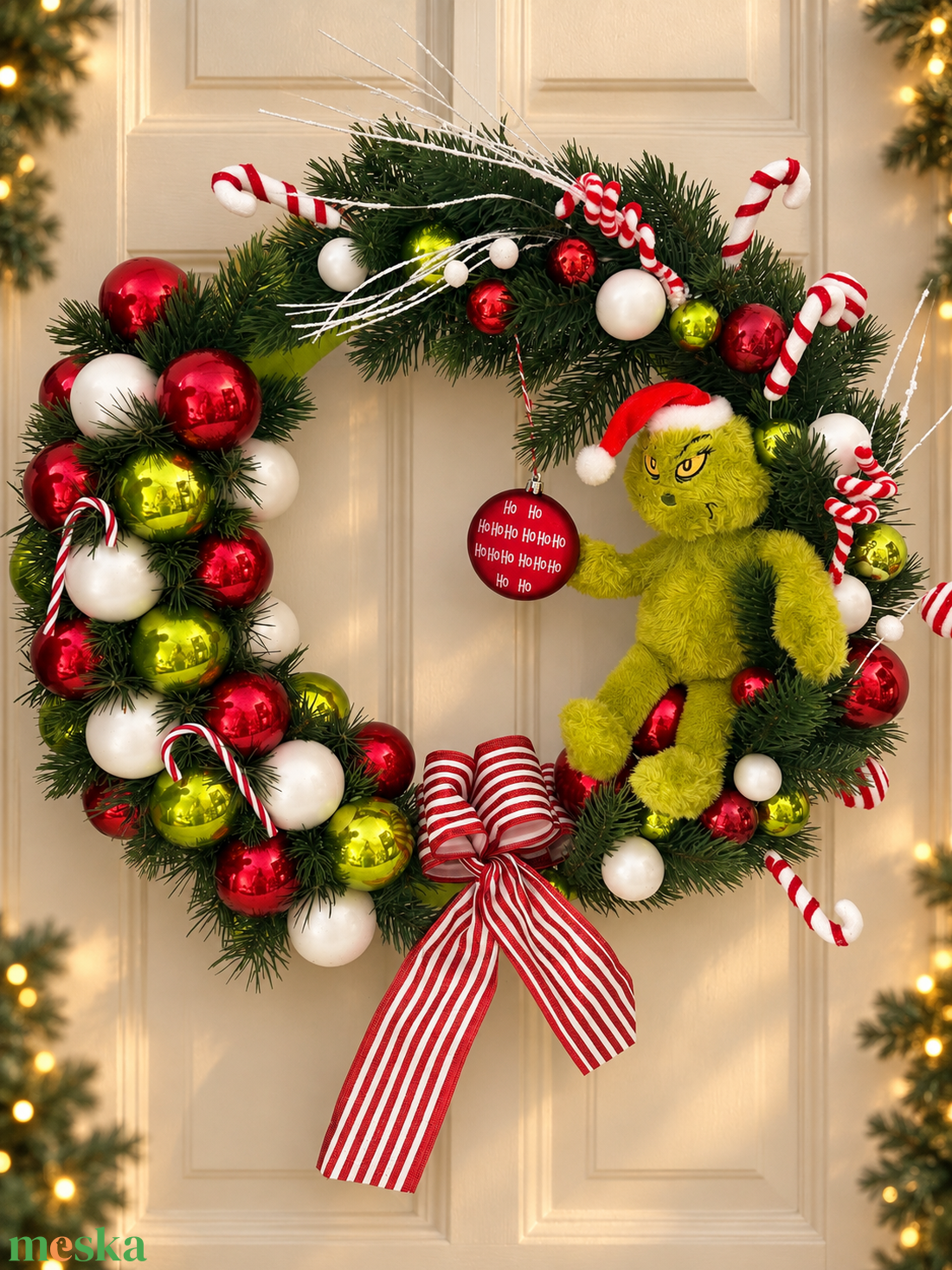 Grincs karácsonya � kézzel készített kopogtató - karácsony - adventi díszek - adventi ajtódísz - Meska.hu