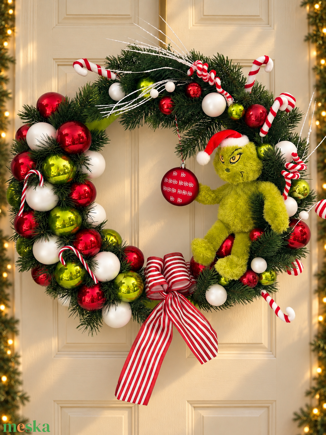 Grincs karácsonya � kézzel készített kopogtató - karácsony - adventi díszek - adventi ajtódísz - Meska.hu