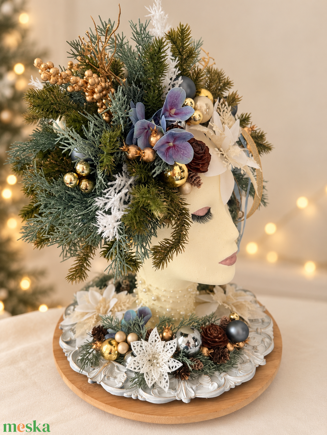 Frozen - elegáns karácsonyi fejkompozíció - karácsony - adventi díszek - adventi asztaldísz - Meska.hu