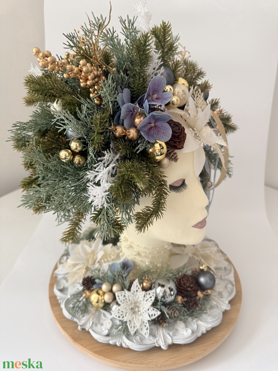 Frozen - elegáns karácsonyi fejkompozíció - karácsony - adventi díszek - adventi asztaldísz - Meska.hu