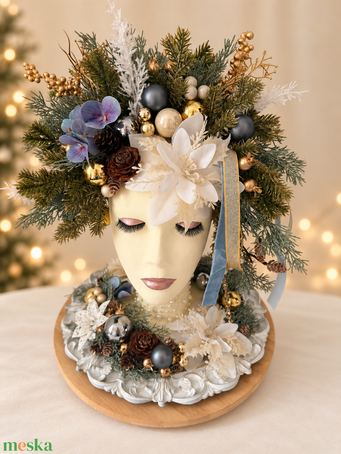 Frozen - elegáns karácsonyi fejkompozíció - karácsony - adventi díszek - adventi asztaldísz - Meska.hu