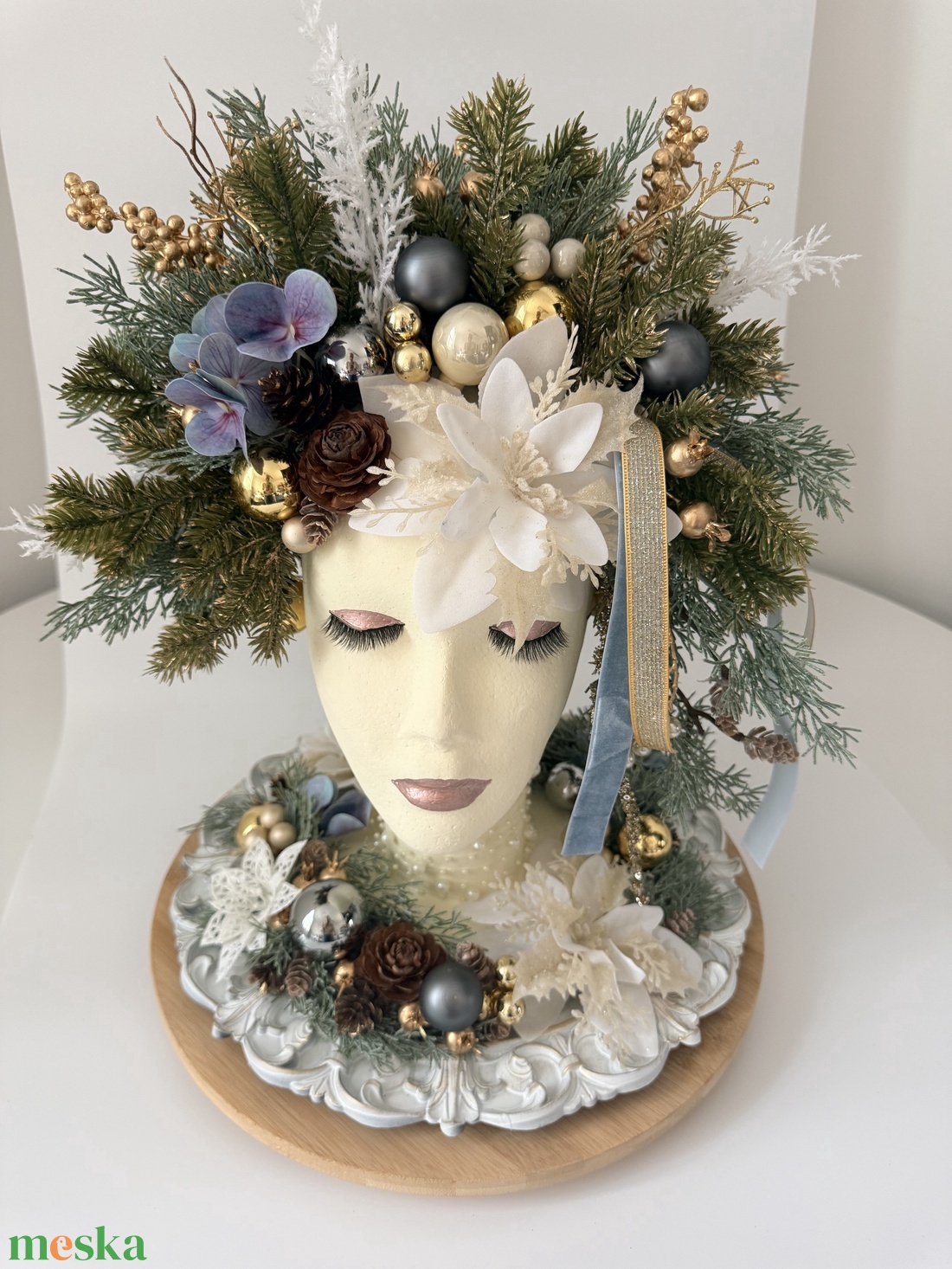 Frozen - elegáns karácsonyi fejkompozíció - karácsony - adventi díszek - adventi asztaldísz - Meska.hu