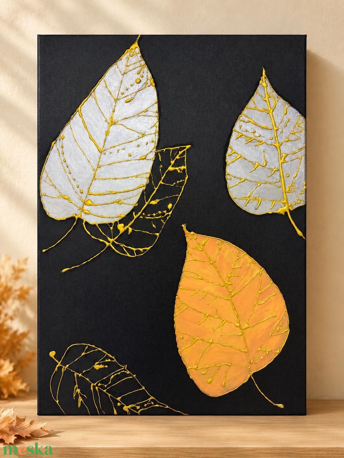 Őszi falevelek dekorációs akril festmény - művészet - festmény - akril - Meska.hu