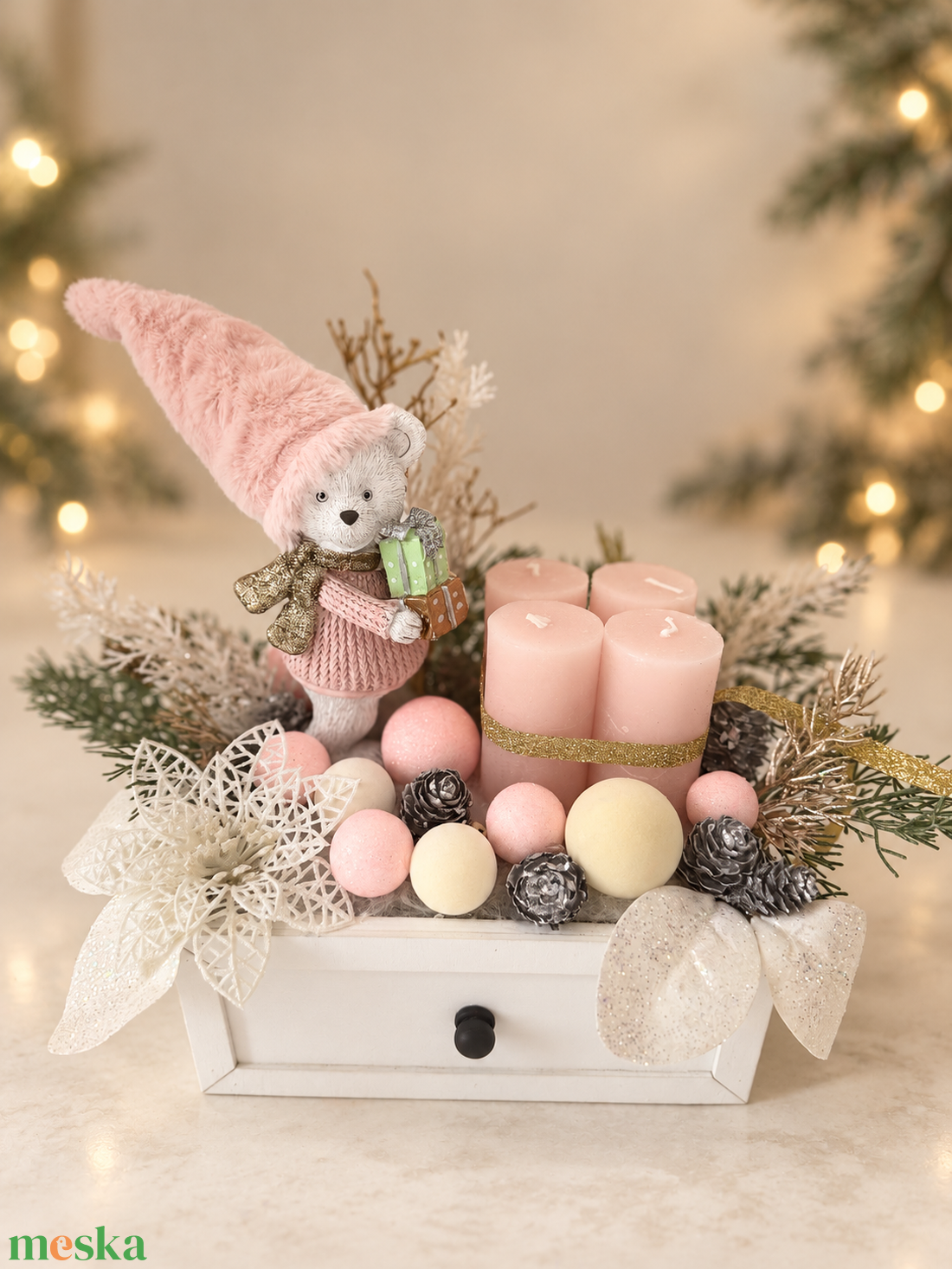 Macis adventi gyertyás asztaldísz - karácsony - adventi díszek - adventi koszorú - Meska.hu