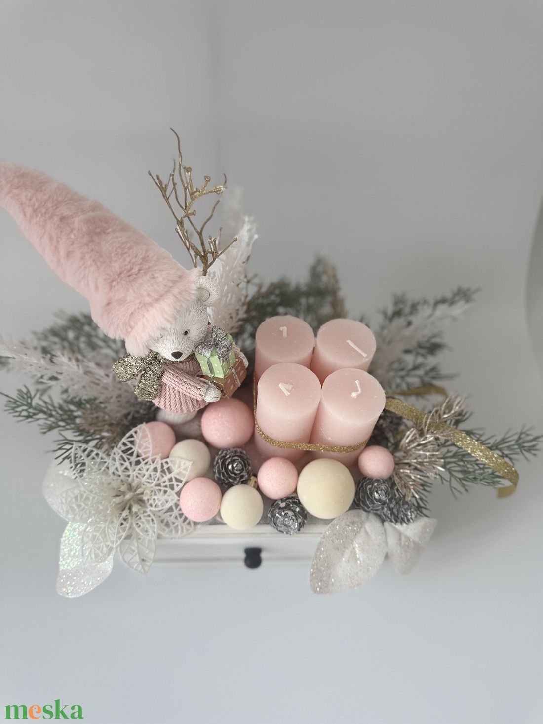 Macis adventi gyertyás asztaldísz - karácsony - adventi díszek - adventi koszorú - Meska.hu