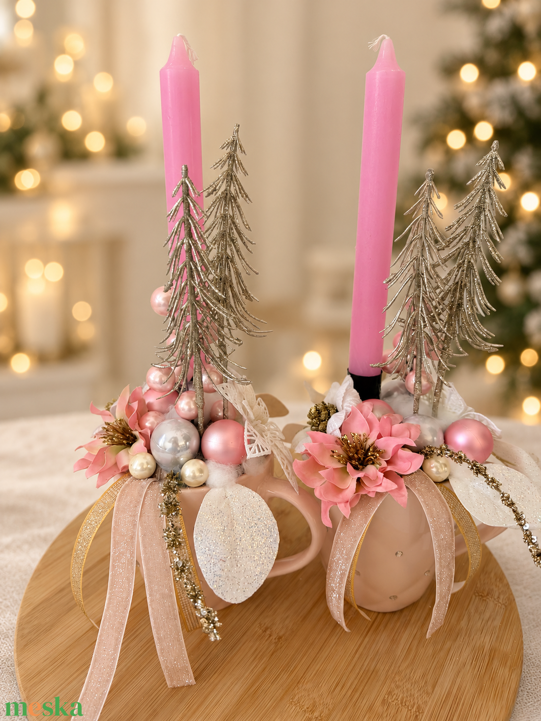 Bögrés gyertyás asztaldísz (az ár egy darabra vonatkozik) - karácsony - adventi díszek - adventi asztaldísz - Meska.hu