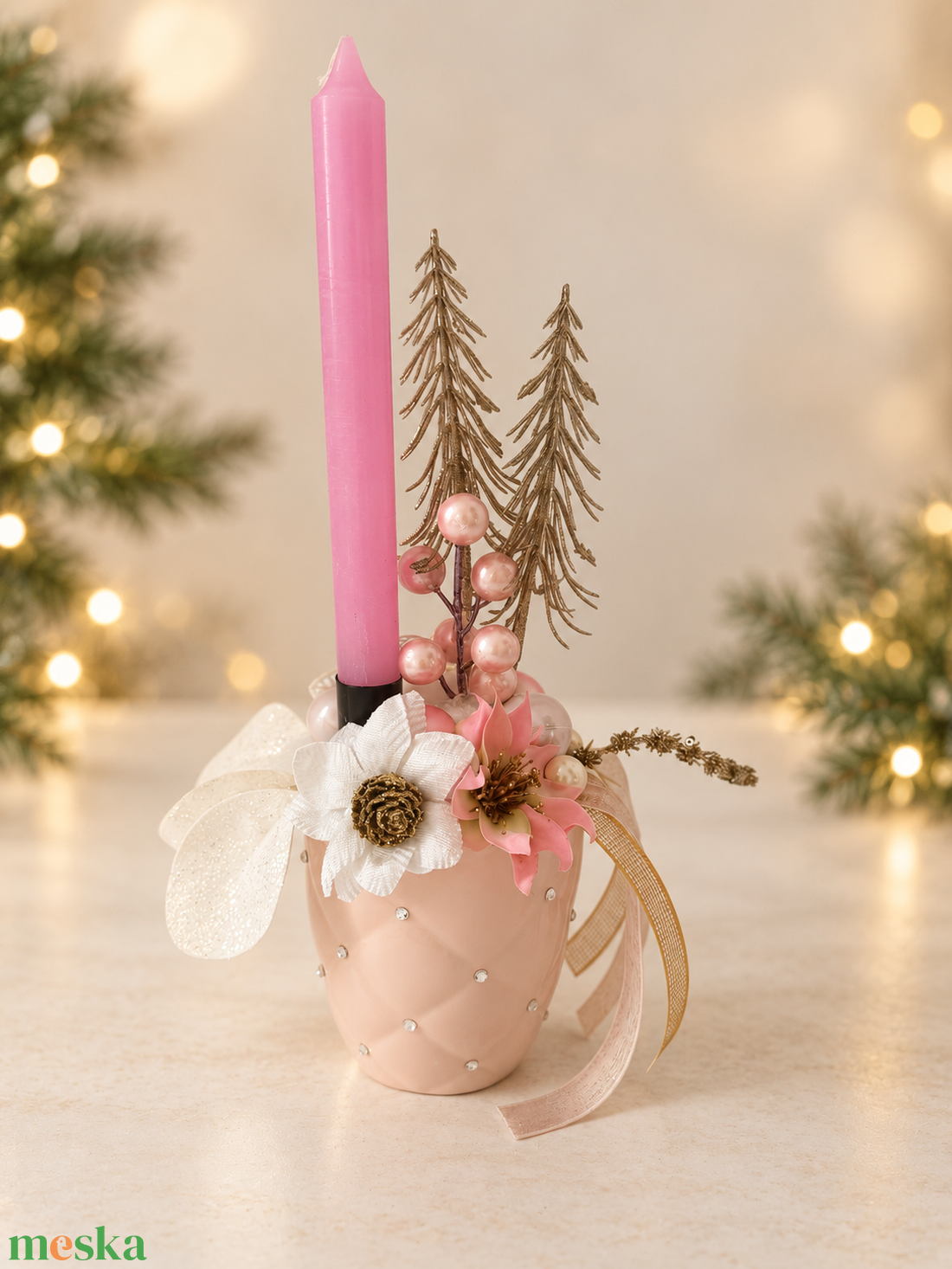 Bögrés gyertyás asztaldísz (az ár egy darabra vonatkozik) - karácsony - adventi díszek - adventi asztaldísz - Meska.hu