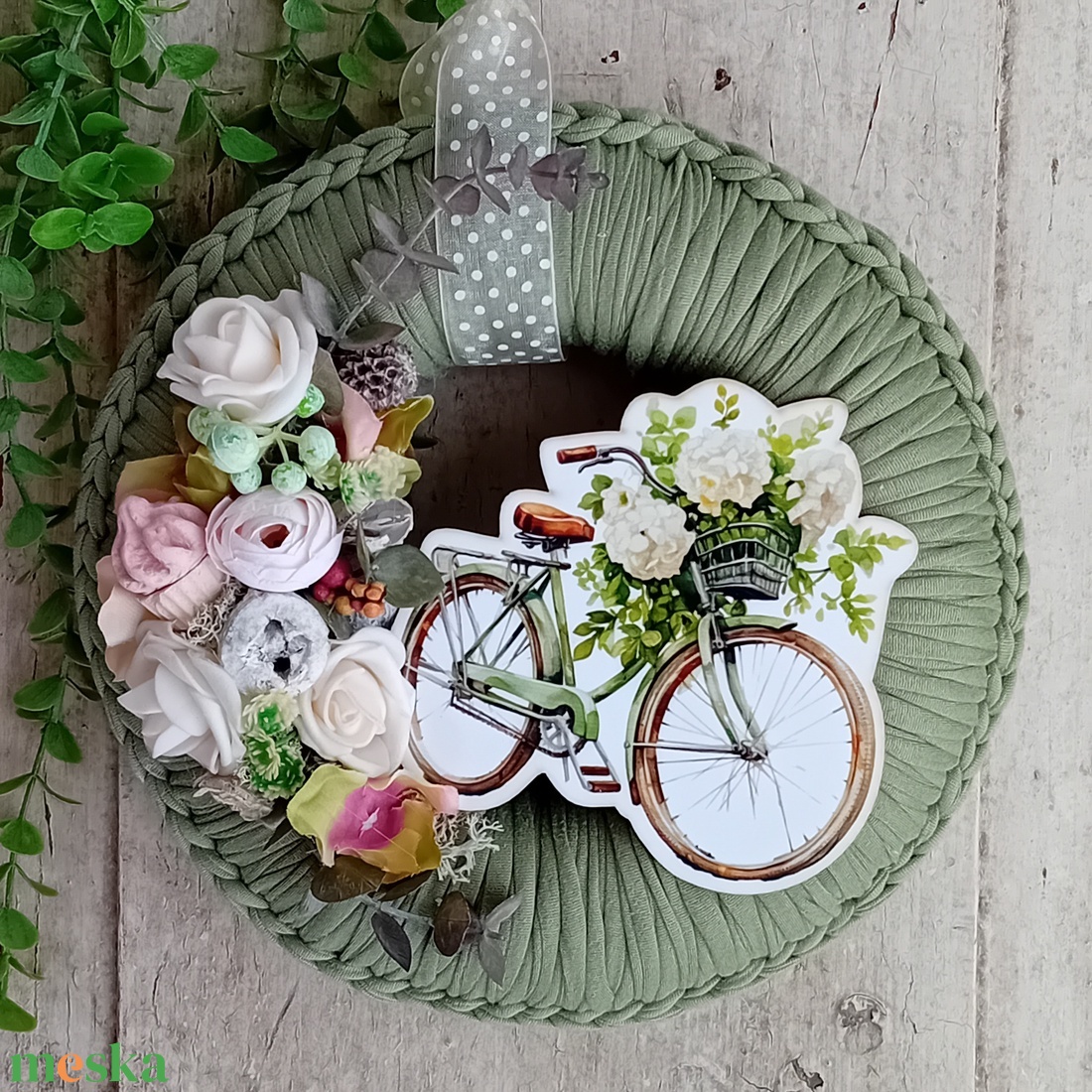 Romantikus tavaszi kopogtató - otthon & életmód - dekoráció - ajtó- és ablak dekoráció - ajtódísz & kopogtató - Meska.hu