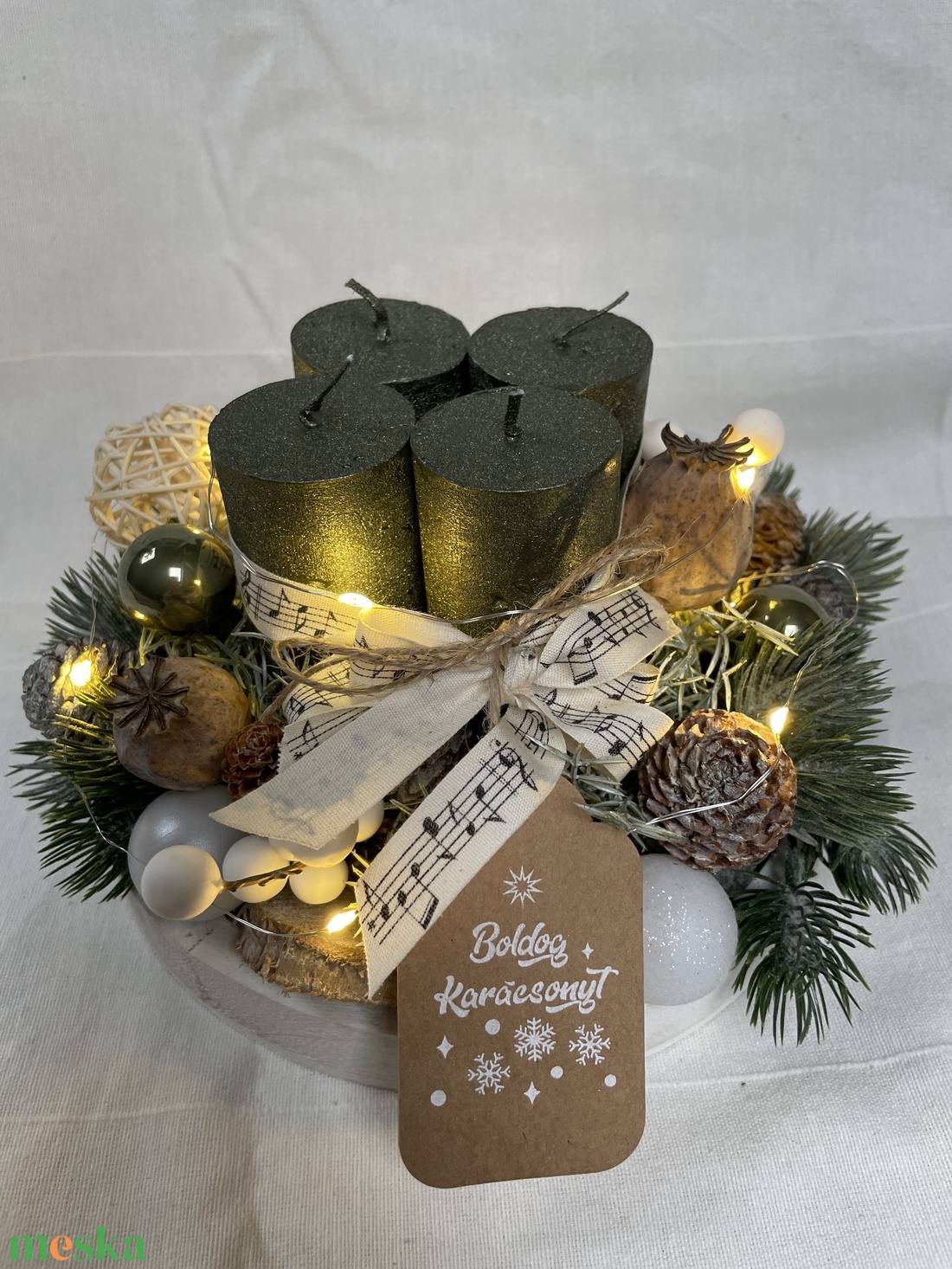 Moha zöld, 20 cm-es, adventi asztali dísz égőkkel - karácsony - adventi díszek - adventi asztaldísz - Meska.hu Moha zöld, 20 cm-es, adventi asztali dísz égőkkel - karácsony - adventi díszek - adventi asztaldísz - Meska.hu