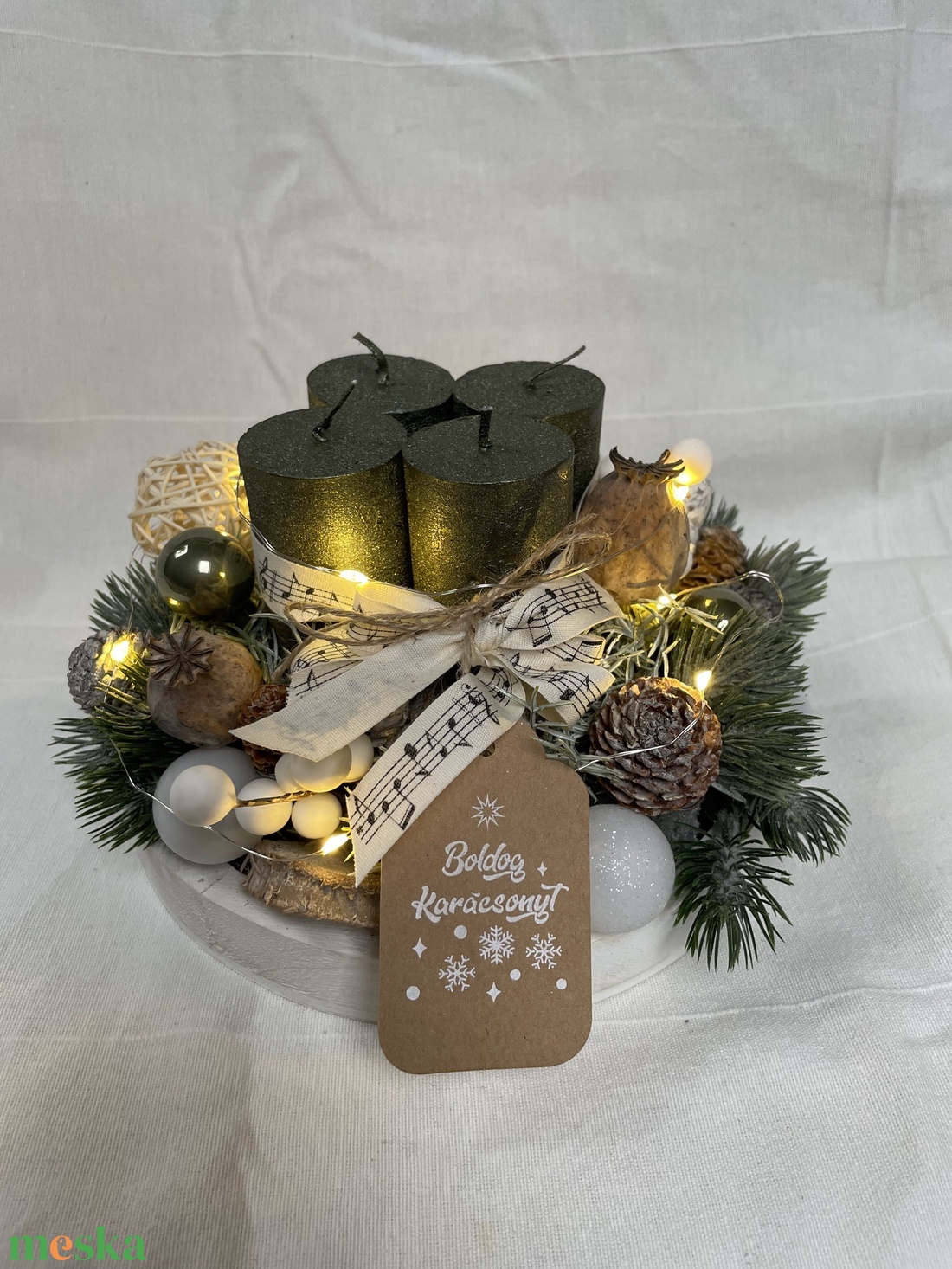 Moha zöld, 20 cm-es, adventi asztali dísz égőkkel - karácsony - adventi díszek - adventi asztaldísz - Meska.hu Moha zöld, 20 cm-es, adventi asztali dísz égőkkel - karácsony - adventi díszek - adventi asztaldísz - Meska.hu