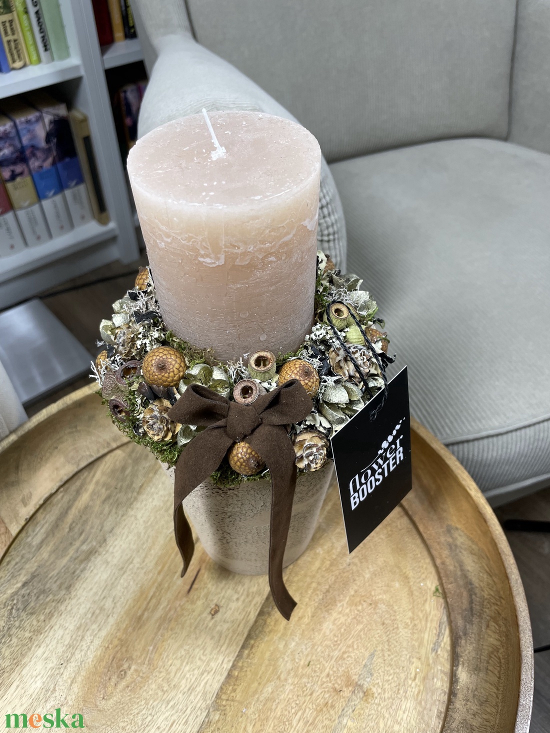 Karácsonyi asztaldísz világos barna cserépben - karácsony - adventi díszek - adventi asztaldísz - Meska.hu