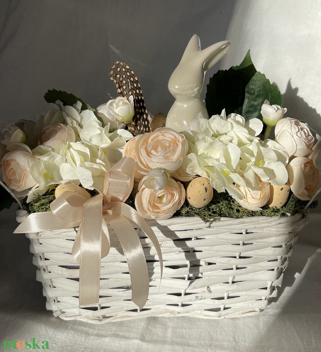 Húsvéti asztaldísz fonott kosárban - otthon & életmód - dekoráció - húsvéti asztaldíszek - Meska.hu