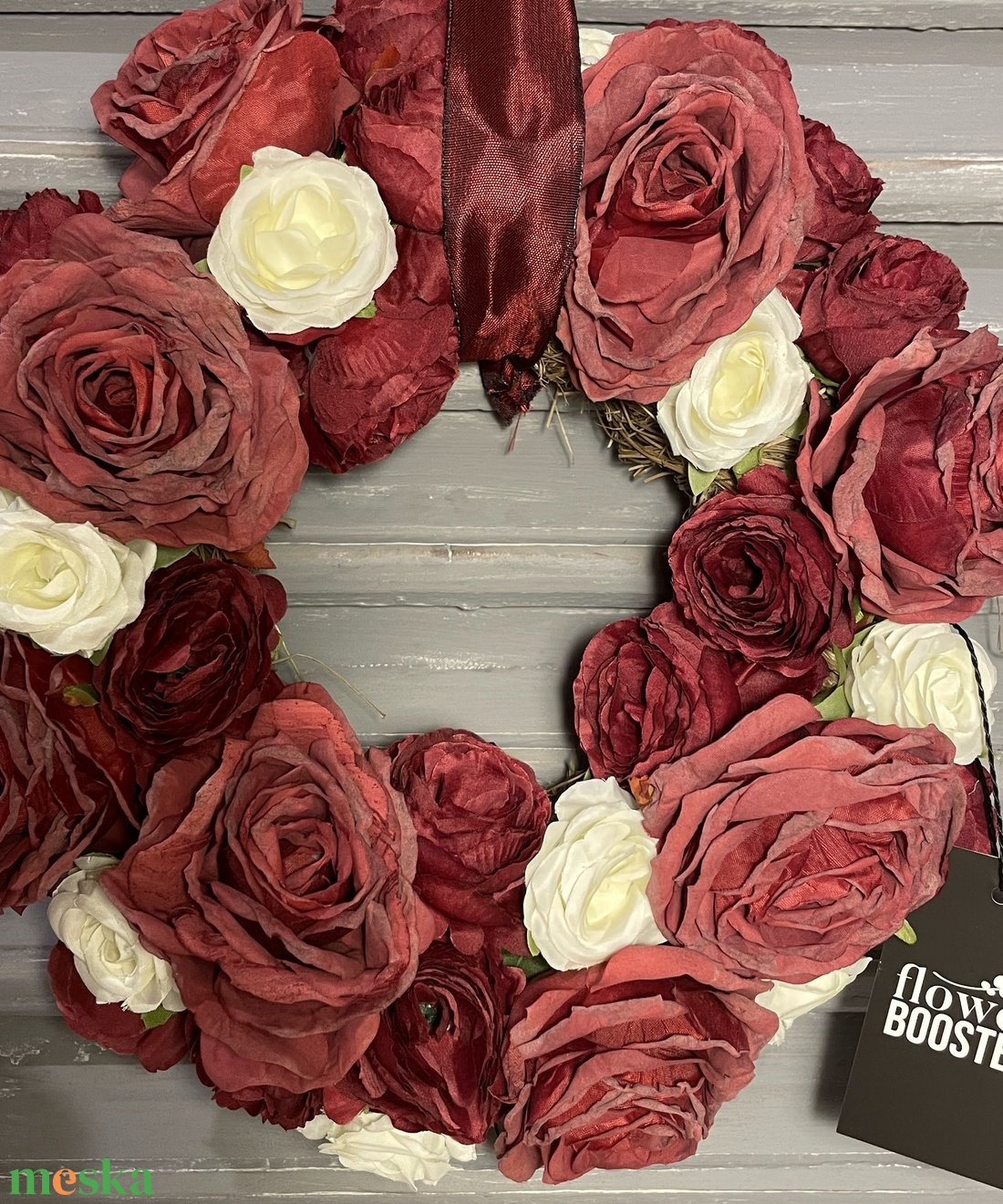 Tavaszi ajtódísz bordó rózsákkal - otthon & életmód - dekoráció - ajtó- és ablak dekoráció - ajtódísz & kopogtató - Meska.hu