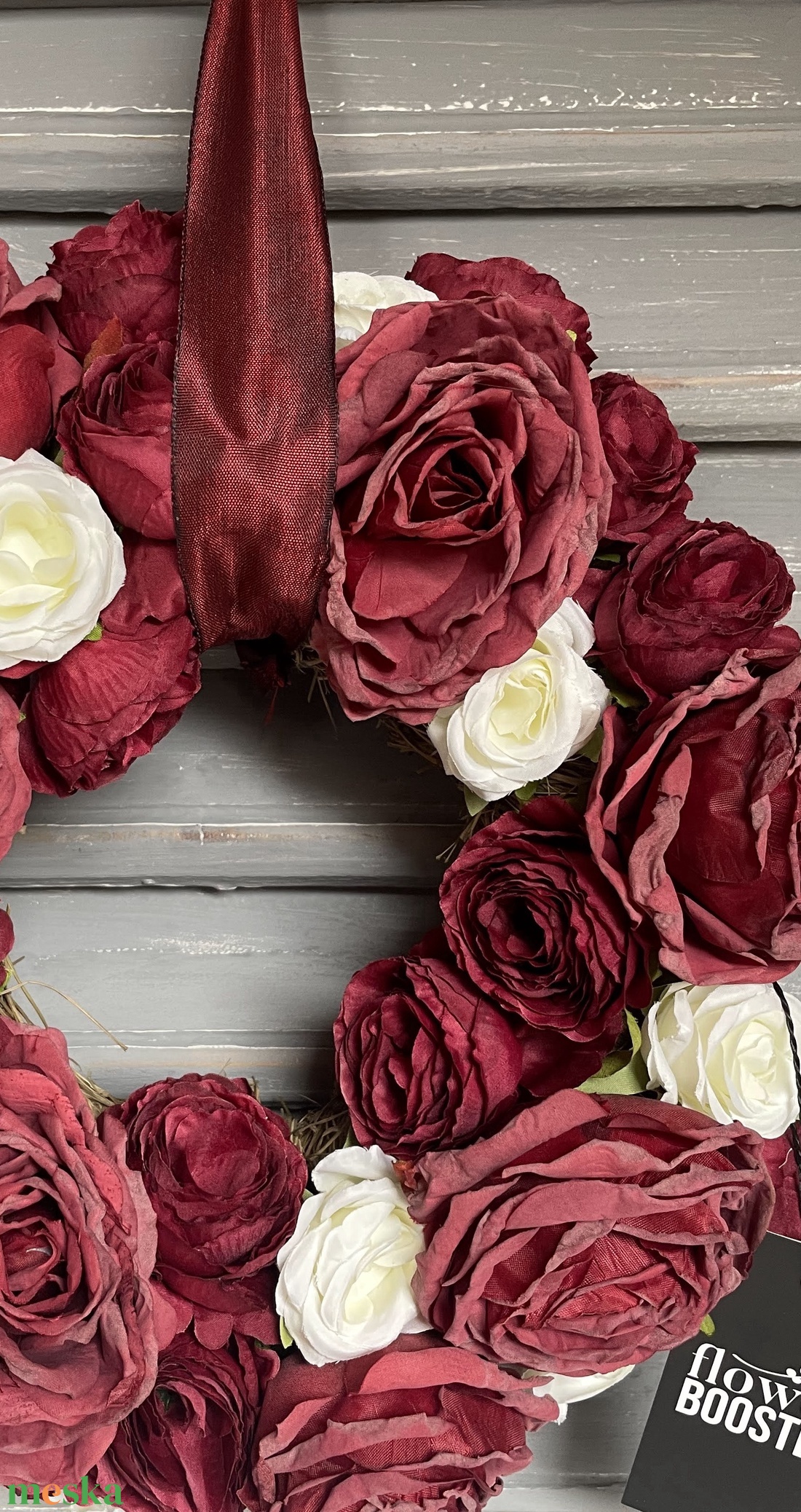 Tavaszi ajtódísz bordó rózsákkal - otthon & életmód - dekoráció - ajtó- és ablak dekoráció - ajtódísz & kopogtató - Meska.hu