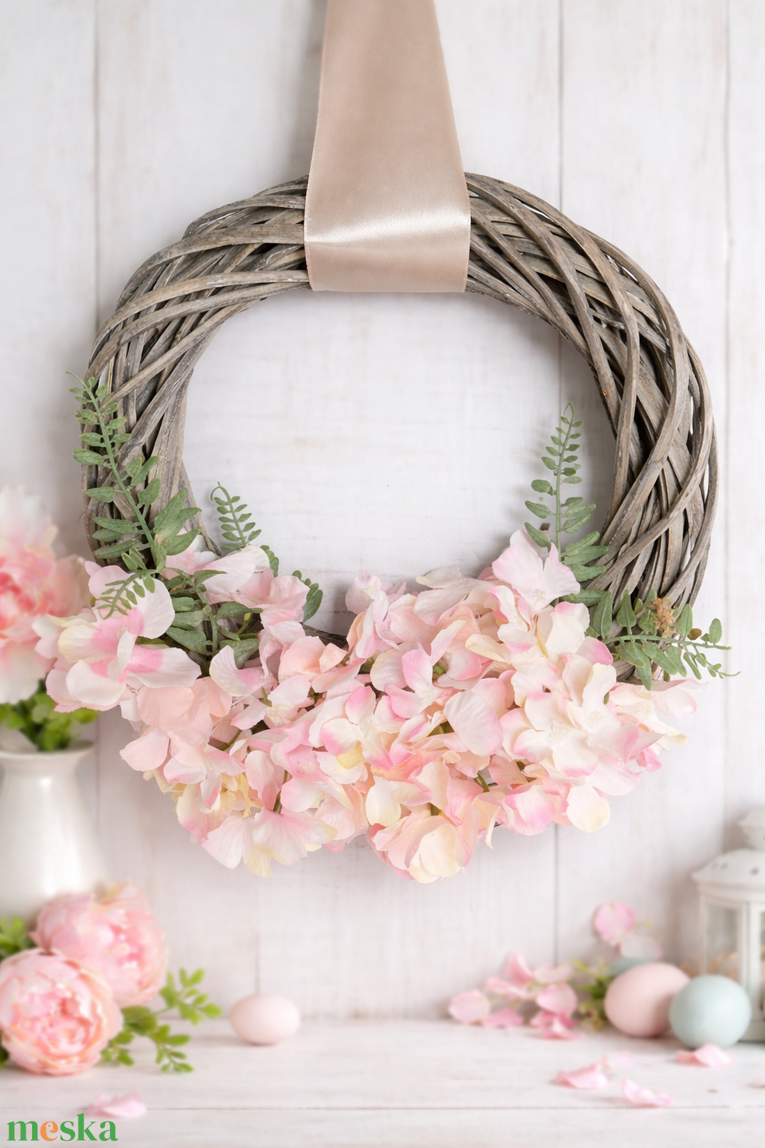 Tavaszi ajtódísz hortenziával - otthon & életmód - dekoráció - ajtó- és ablak dekoráció - ajtódísz & kopogtató - Meska.hu