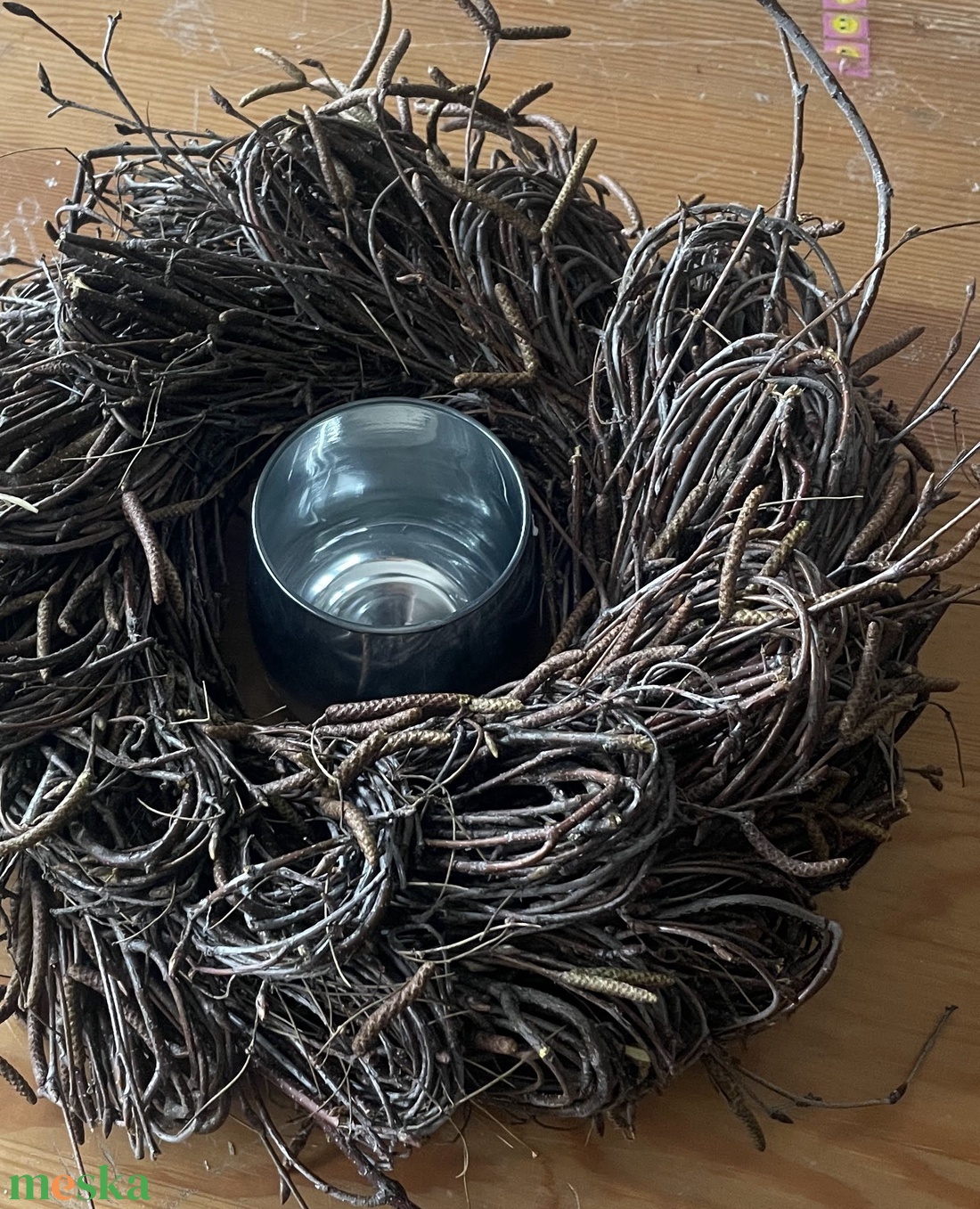 Tavaszi nyírfaágból készített asztaldísz mécsessel - otthon & életmód - dekoráció - asztal és polc dekoráció - asztaldísz - Meska.hu