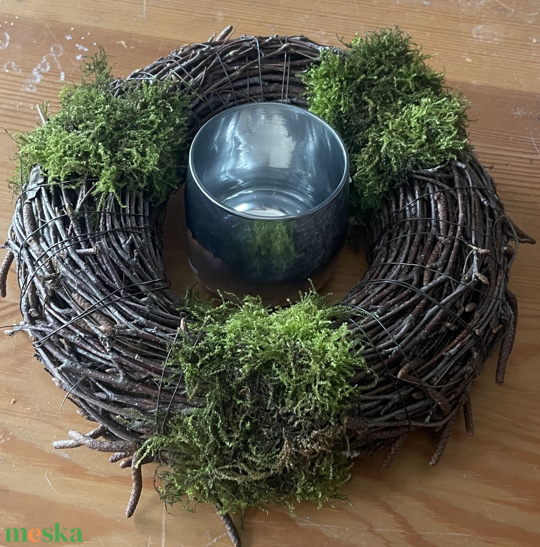Tavaszi nyírfaágból és mohából készített kis asztaldísz mécsessel - otthon & életmód - dekoráció - asztal és polc dekoráció - asztaldísz - Meska.hu