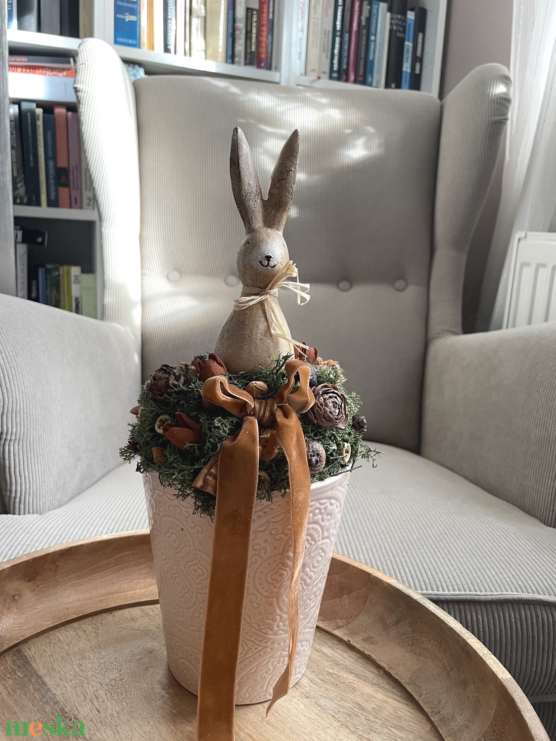 Húsvéti asztaldísz nyuszival és termésekkel - ünnepi díszek, dekorációk - húsvéti díszek és dekorációk - húsvéti asztaldíszek - Meska.hu