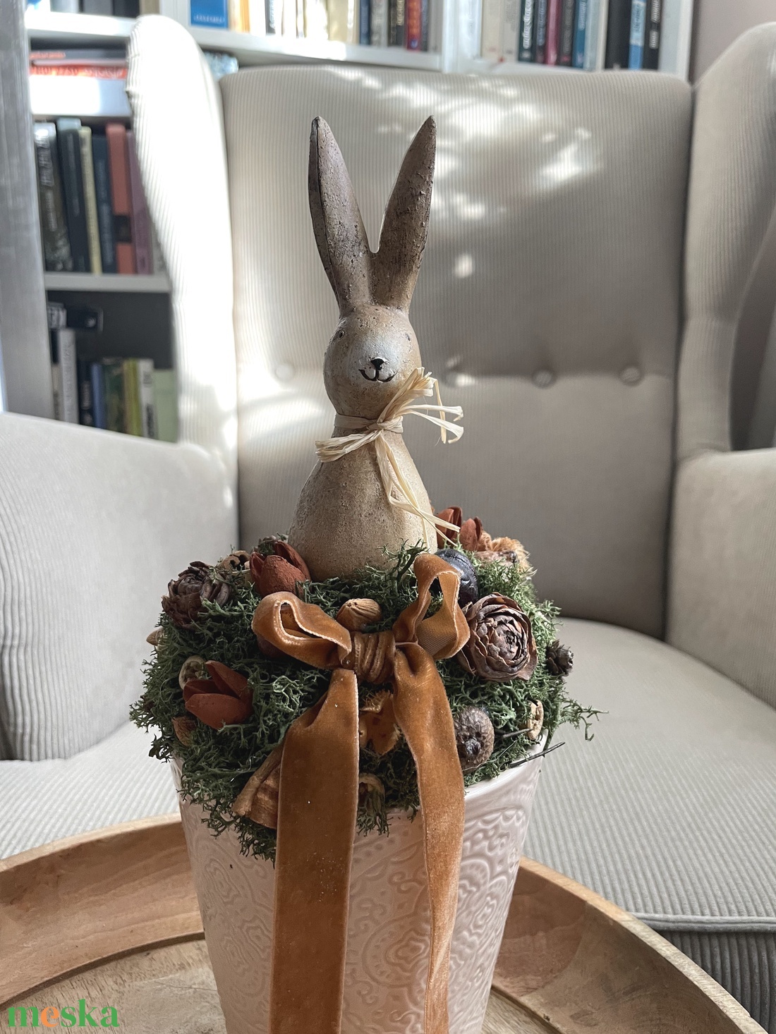 Húsvéti asztaldísz nyuszival és termésekkel - ünnepi díszek, dekorációk - húsvéti díszek és dekorációk - húsvéti asztaldíszek - Meska.hu