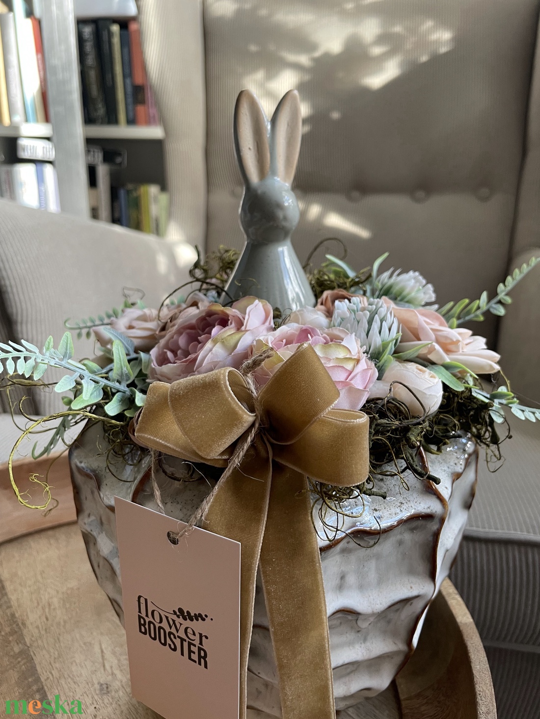 Húsvéti pasztell asztaldísz nyuszival  - ünnepi díszek, dekorációk - húsvéti díszek és dekorációk - húsvéti asztaldíszek - Meska.hu