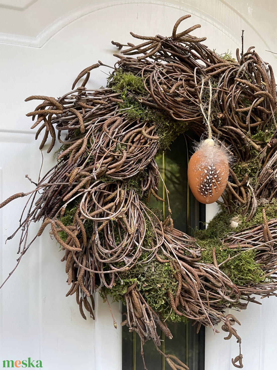 Húsvéti ajtódísz nyírfavesszőből és mohából - ünnepi díszek, dekorációk - húsvéti díszek és dekorációk - húsvéti ajtódísz, kopogtató - Meska.hu