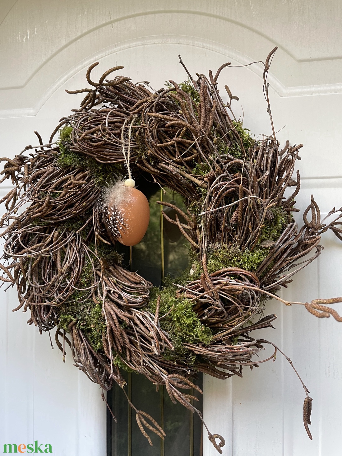 Húsvéti ajtódísz nyírfavesszőből és mohából - ünnepi díszek, dekorációk - húsvéti díszek és dekorációk - húsvéti ajtódísz, kopogtató - Meska.hu