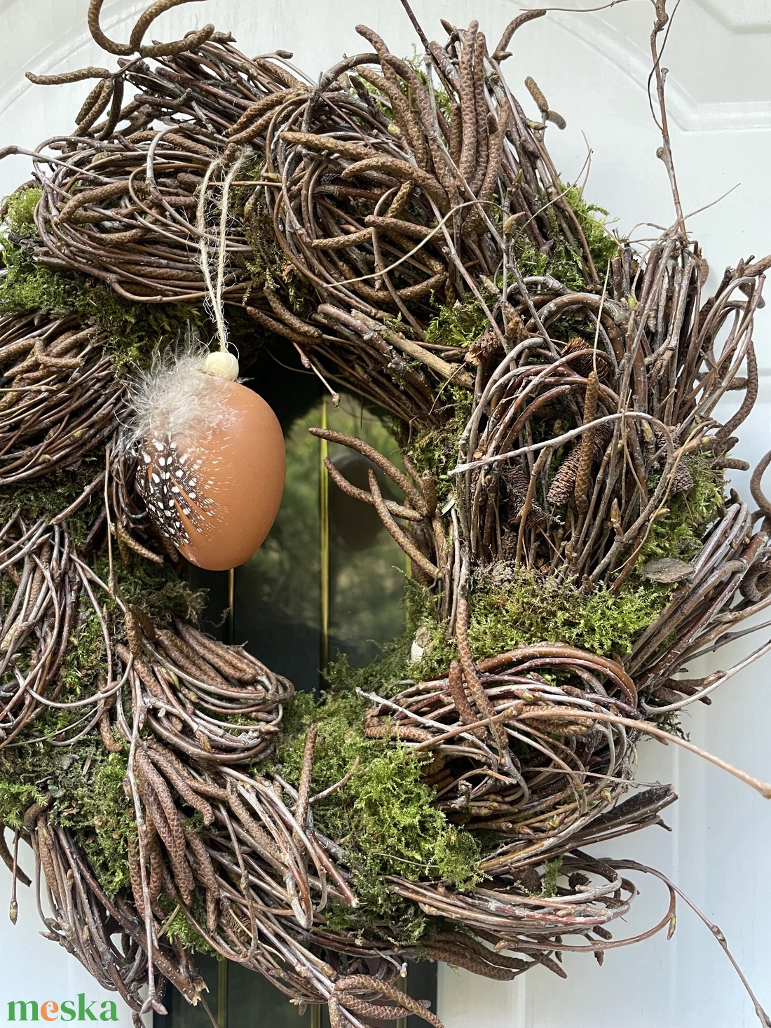 Húsvéti ajtódísz nyírfavesszőből és mohából - ünnepi díszek, dekorációk - húsvéti díszek és dekorációk - húsvéti ajtódísz, kopogtató - Meska.hu