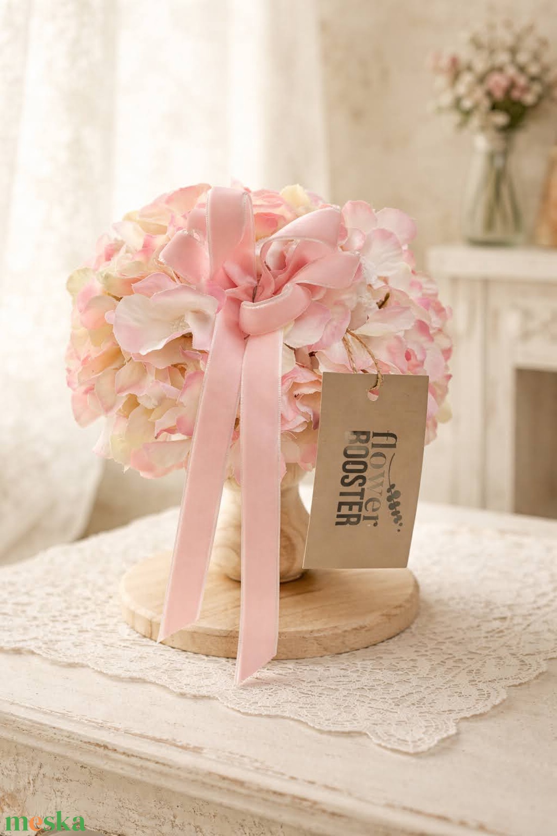 Hortenzia csokor fa állványon Anyák napjára - otthon & életmód - virágdekoráció - virágdíszek - asztali virágdísz - Meska.hu