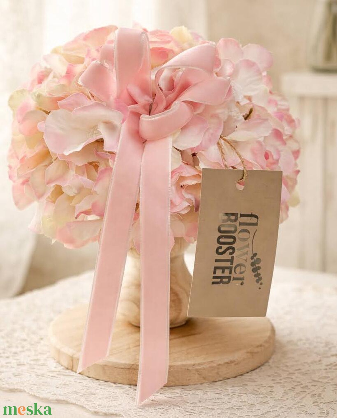 Hortenzia csokor fa állványon Anyák napjára - otthon & életmód - virágdekoráció - virágdíszek - asztali virágdísz - Meska.hu