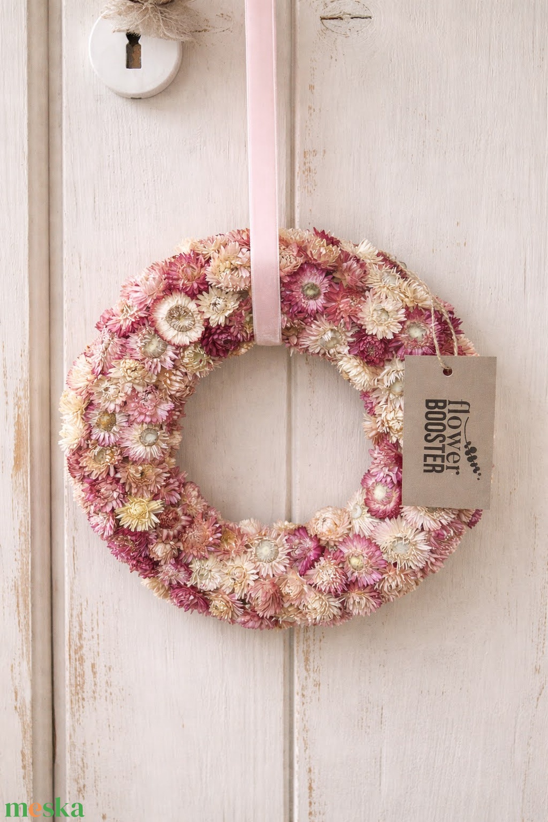 Szárított szalmarózsa koszorú ajtódísznek, vagy asztaldísznek - otthon & életmód - dekoráció - ajtó- és ablak dekoráció - ajtódísz & kopogtató - Meska.hu