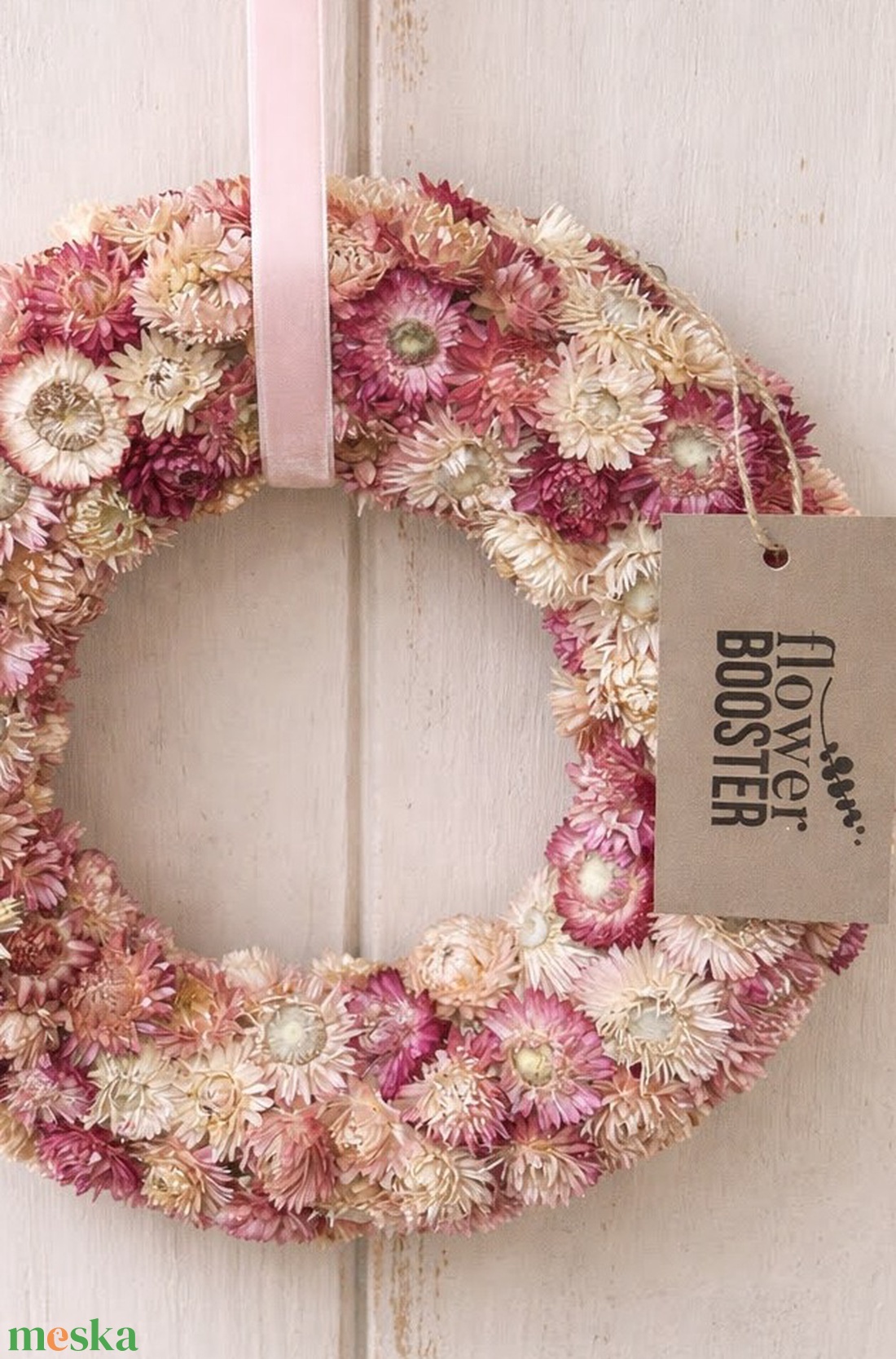 Szárított szalmarózsa koszorú ajtódísznek, vagy asztaldísznek - otthon & életmód - dekoráció - ajtó- és ablak dekoráció - ajtódísz & kopogtató - Meska.hu