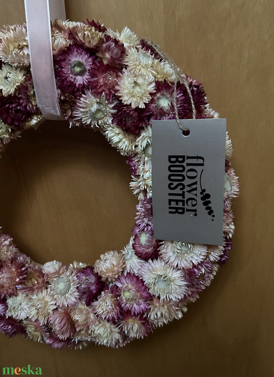 Szárított szalmarózsa koszorú ajtódísznek, vagy asztaldísznek - otthon & életmód - dekoráció - ajtó- és ablak dekoráció - ajtódísz & kopogtató - Meska.hu