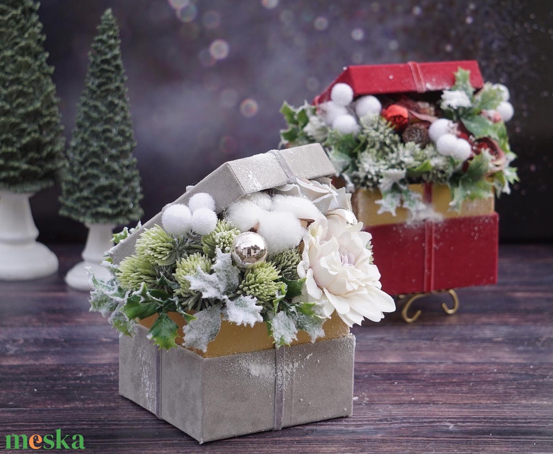 Karácsonyi doboz - szürke - karácsony - karácsonyi lakásdekoráció - karácsonyi lakásdíszek - Meska.hu