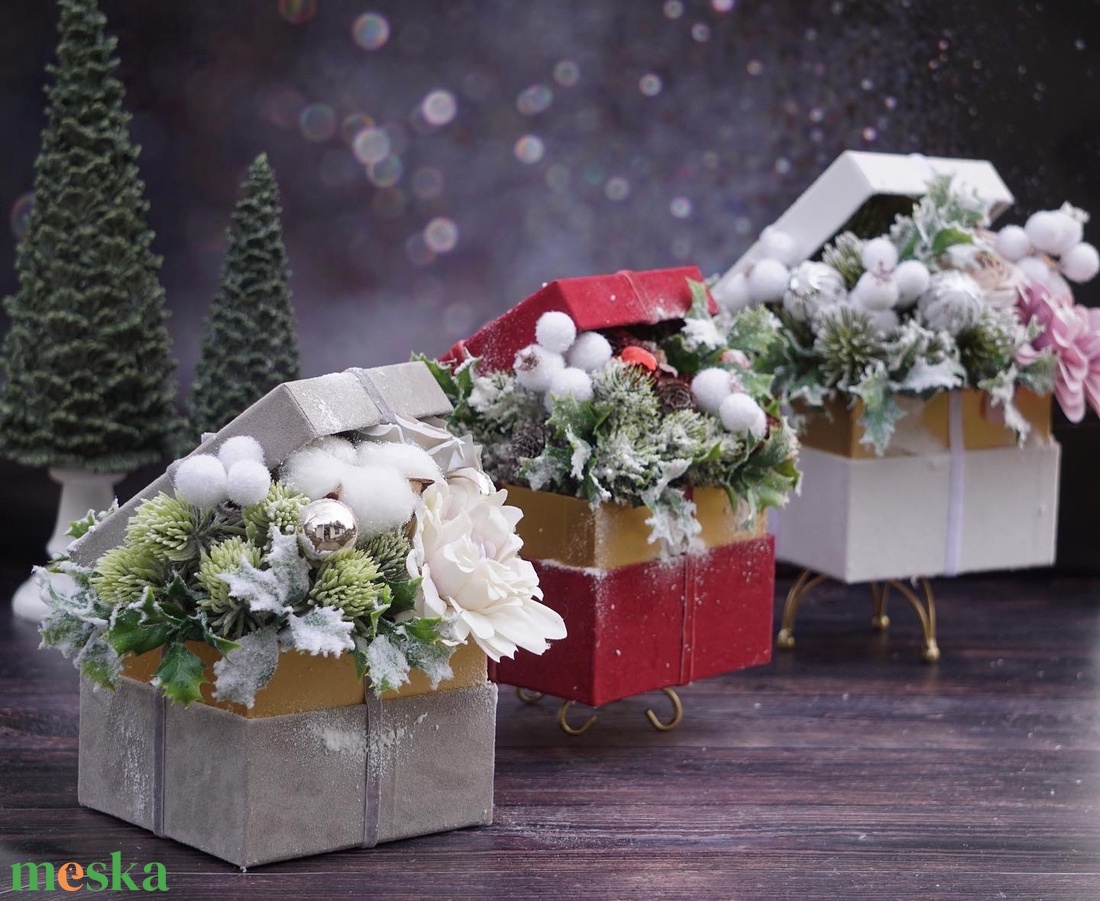 Karácsonyi doboz - szürke - karácsony - karácsonyi lakásdekoráció - karácsonyi lakásdíszek - Meska.hu