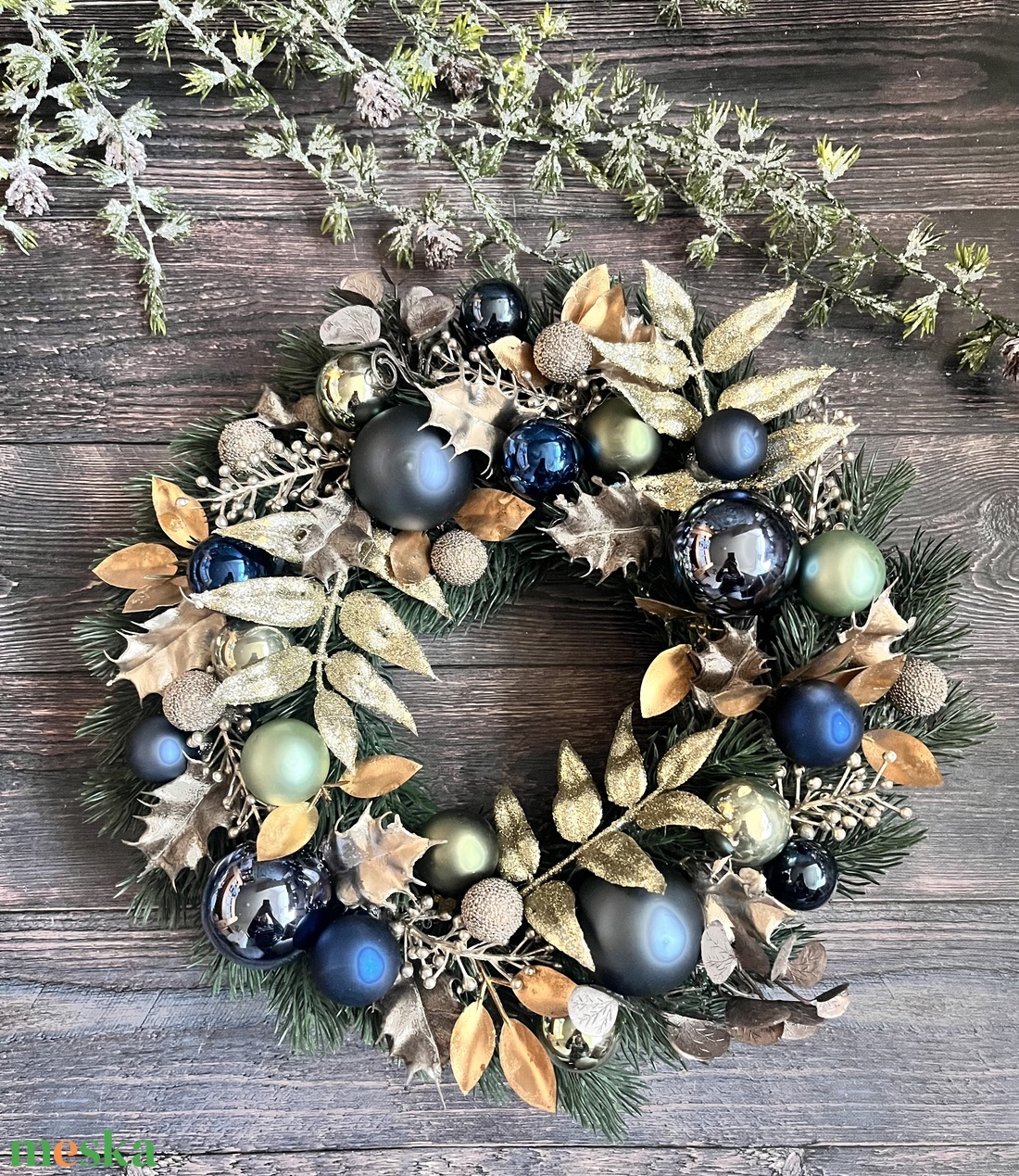 Kél-zöld-arany ajtódísz - karácsony - adventi díszek - adventi ajtódísz - Meska.hu