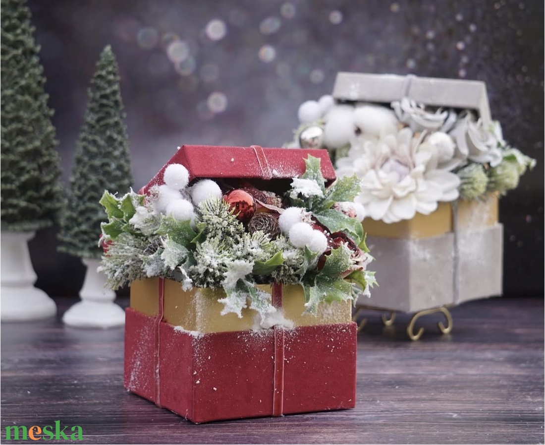 Karácsonyi doboz - piros - karácsony - karácsonyi lakásdekoráció - karácsonyi lakásdíszek - Meska.hu