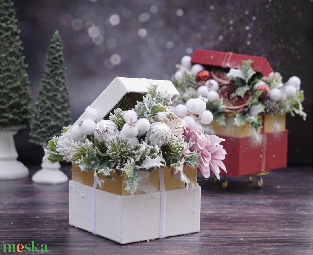 Karácsonyi doboz - fehér - karácsony - karácsonyi lakásdekoráció - karácsonyi lakásdíszek - Meska.hu