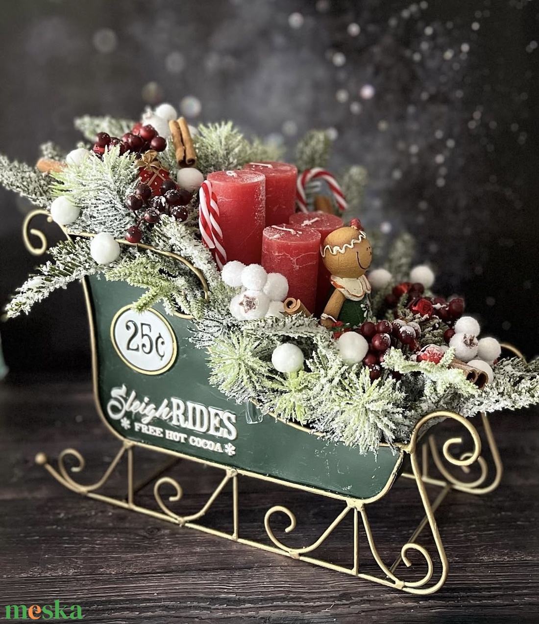 Szánkós adventi dísz - karácsony - adventi díszek - adventi asztaldísz - Meska.hu