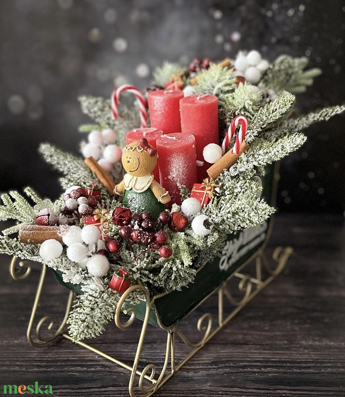 Szánkós adventi dísz - karácsony - adventi díszek - adventi asztaldísz - Meska.hu