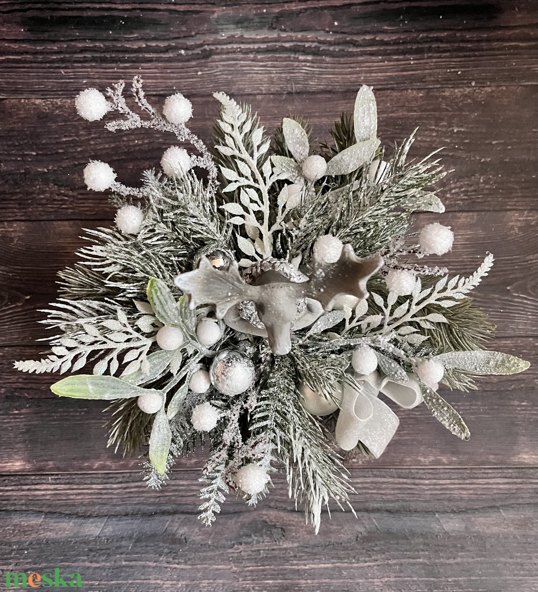 Szürke patás asztaldísz - karácsony - karácsonyi lakásdekoráció - karácsonyi lakásdíszek - Meska.hu